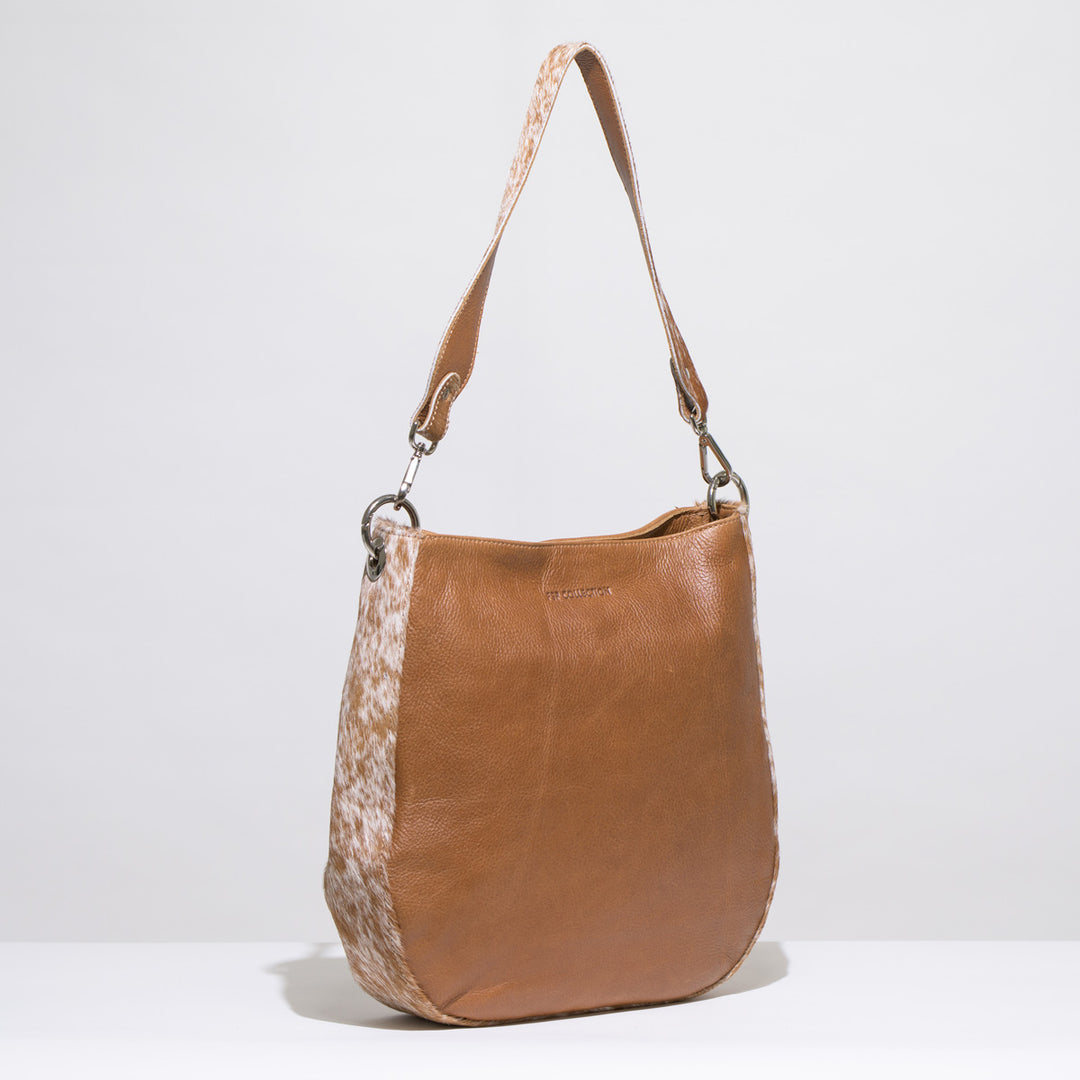 Fleur Tulip Cowhide Shopper Bag with Cowhide Strap