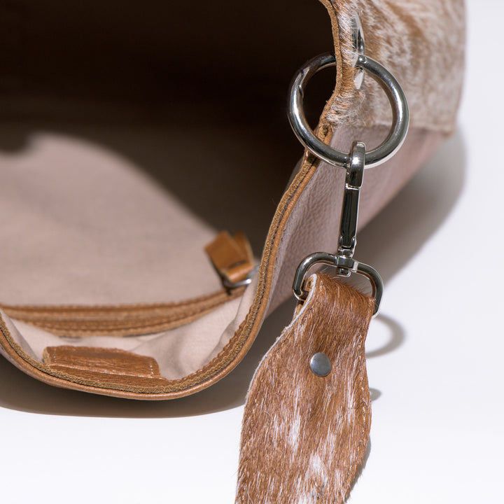 Fleur Tulip Cowhide Shopper Bag with Cowhide Strap