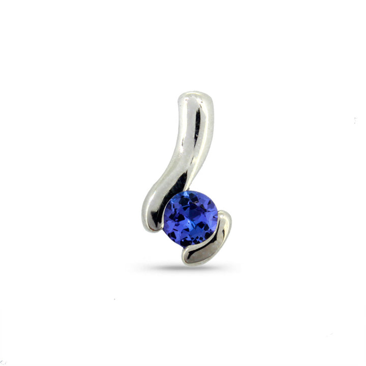 Channel set pendant SML -  9ct White Gold with 1 x 4mm Round Tanzanite &amp; Chain 45cm