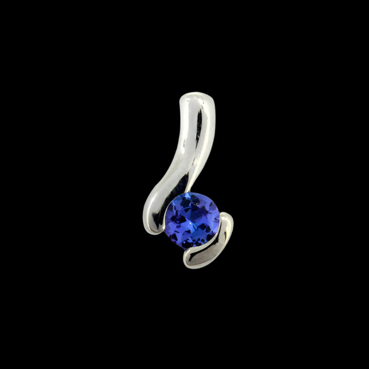 Channel set pendant SML -  9ct Yellow Gold with 1 x 4mm Round Tanzanite &amp; Chain 45cm