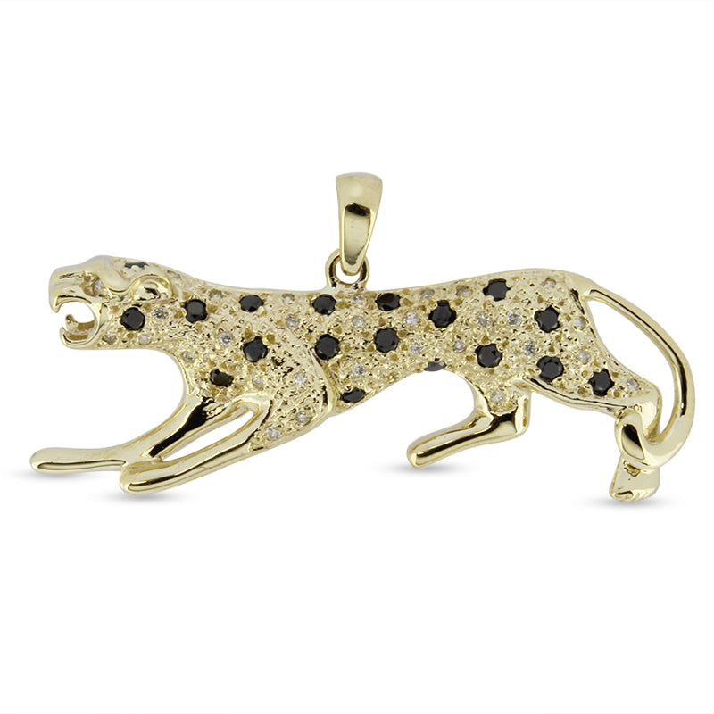 Leopard Pendant with Diamonds Yellow Gold &amp; Chain 45cm