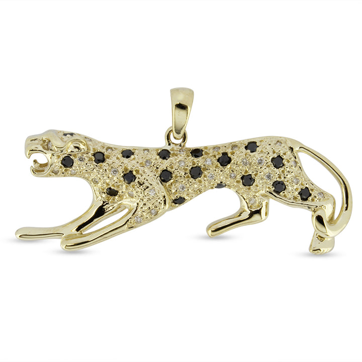 Leopard Pendant with Diamonds Yellow Gold &amp; Chain 45cm