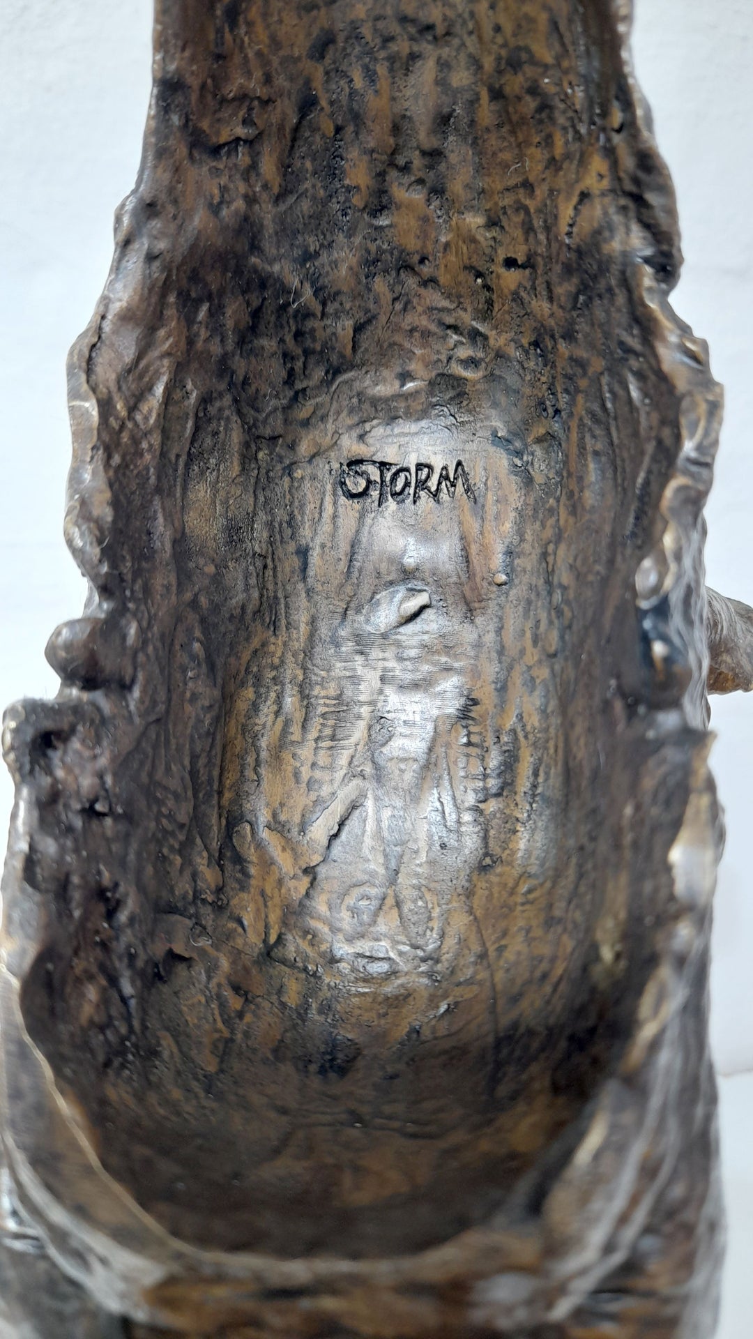 White Rhino Head on Marble Base Bronze Sculpture
