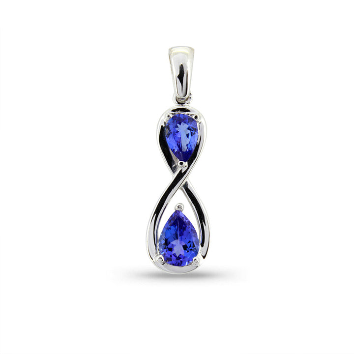 Pear Infinity Pendant - 9ct Yellow Gold with 1 x 6x4mm / 1 x 7x5mm Pear Tanzanite &amp; Chain 45cm