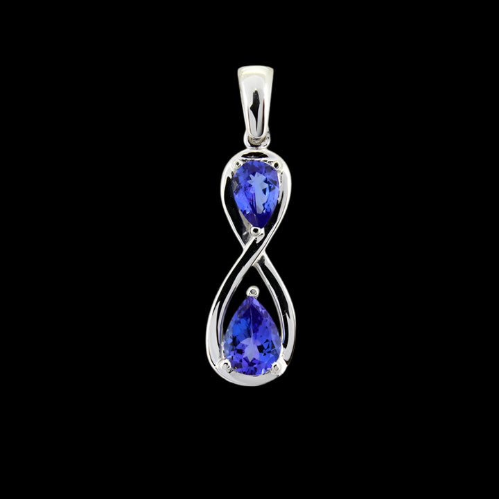 Pear Infinity Pendant - 9ct Yellow Gold with 1 x 6x4mm / 1 x 7x5mm Pear Tanzanite &amp; Chain 45cm