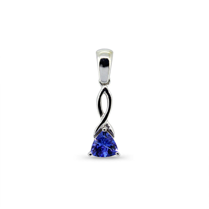 Trilliant Claw Pendant -  9ct Yellow Gold with 1 x 5mm Trilliant Tanzanite &amp; Chain 45cm