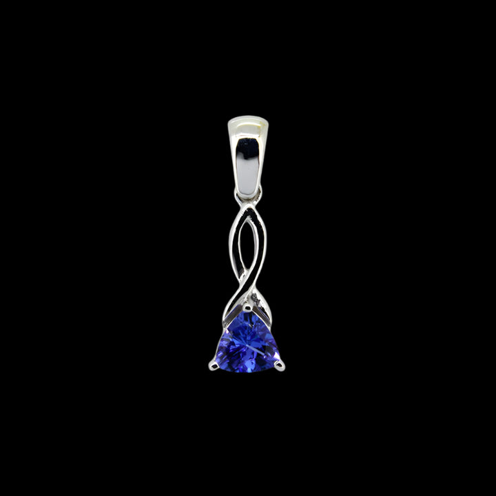 Trilliant Claw Pendant -  9ct Yellow Gold with 1 x 5mm Trilliant Tanzanite &amp; Chain 45cm