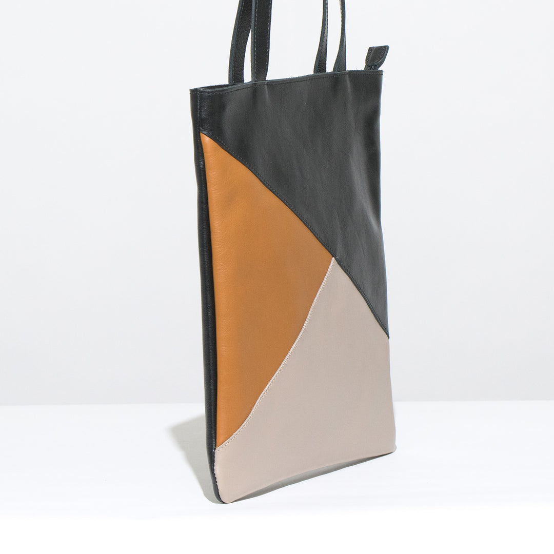 3 Tone Tote Leather Bag Including Tassel