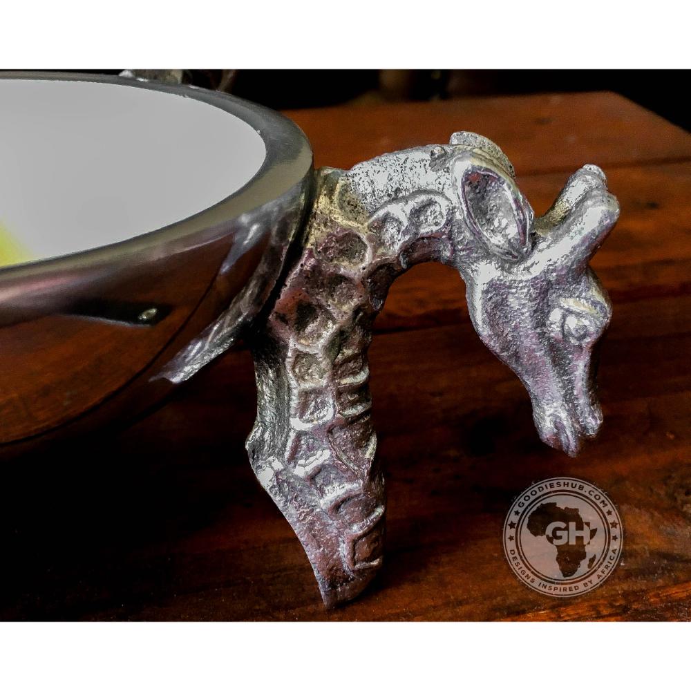 4 Giraffe Triple Bowl WHITE - Lamu Aluminium Baked Enamel Tableware