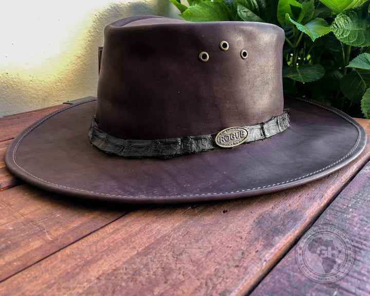Rogue Savuti Hat Oxblood with a Crocodile leather band around the crown