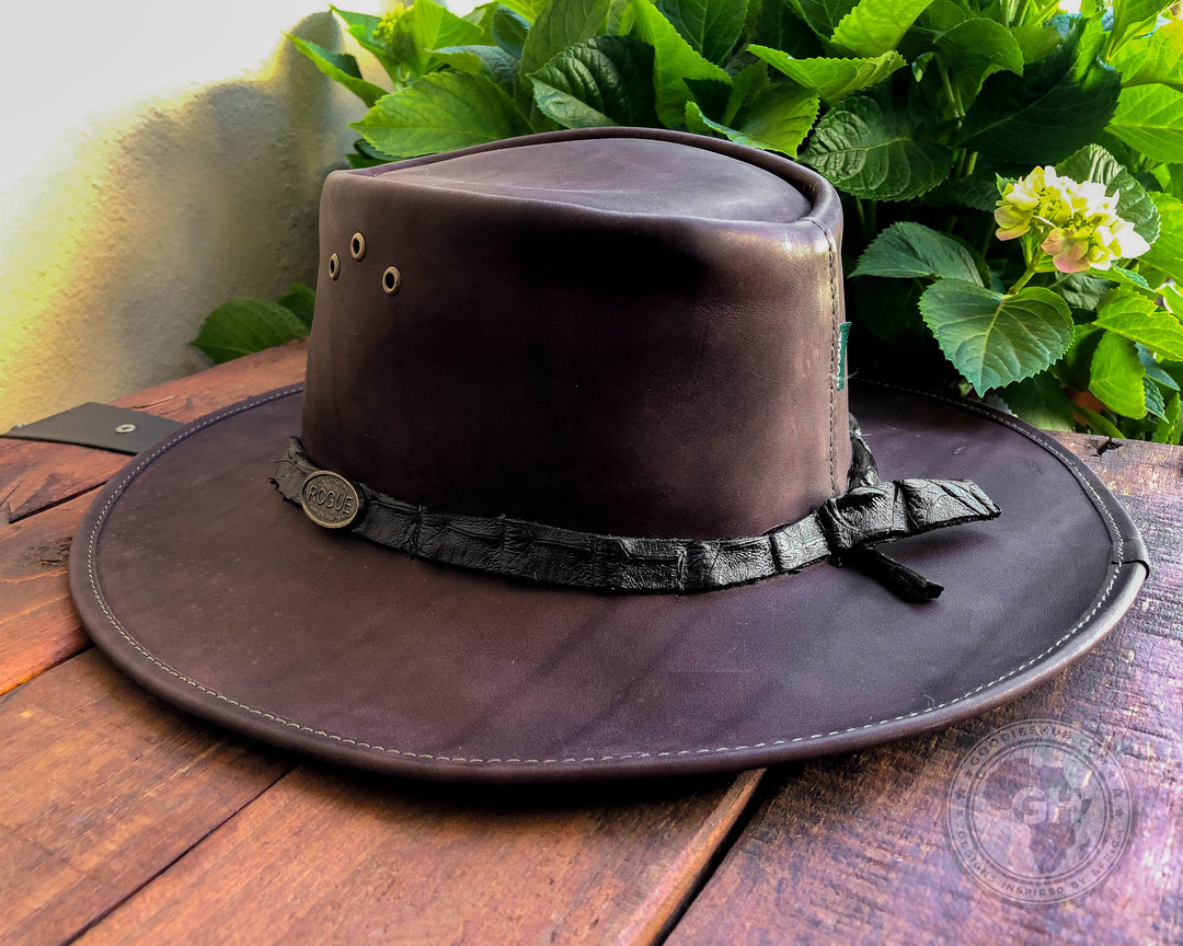 Rogue Savuti Hat Oxblood with a Crocodile leather band around the crown