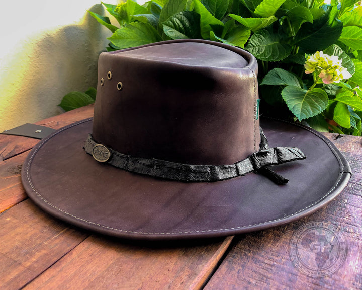Rogue Savuti Hat Oxblood with a Crocodile leather band around the crown