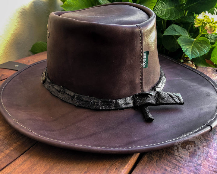 Rogue Savuti Hat Oxblood with a Crocodile leather band around the crown