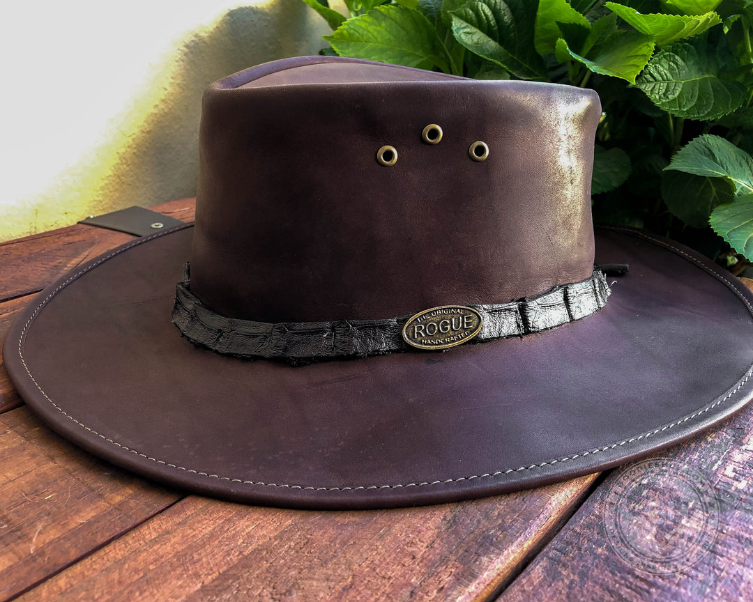 Rogue Savuti Hat Oxblood with a Crocodile leather band around the crown