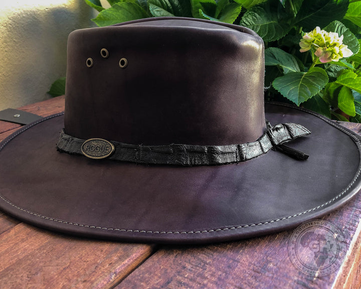 Rogue Savuti Hat Oxblood with a Crocodile leather band around the crown