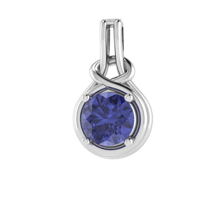Round Tanzanite Pendant  - 9ct White Gold with 1 x 7mm Round Tanzanite &amp; Chain 45cm