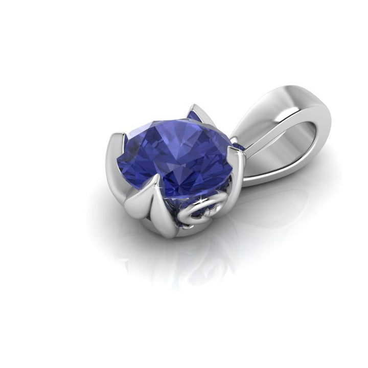 4-Claw Filigree Pendant -  9ct White Gold with 1 x 6mm Round Tanzanite &amp; Chain 45cm