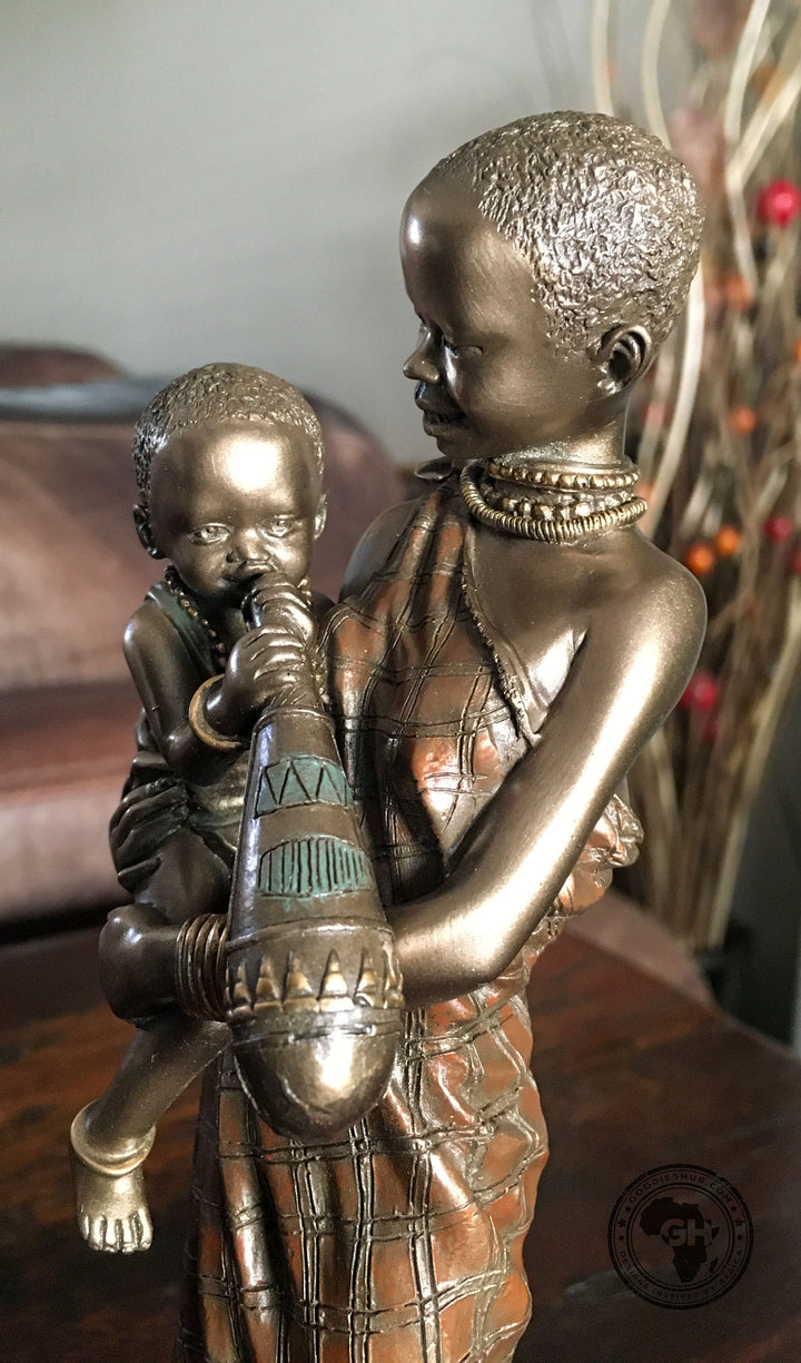 Amwisha African Figurine Bronze Sculpture