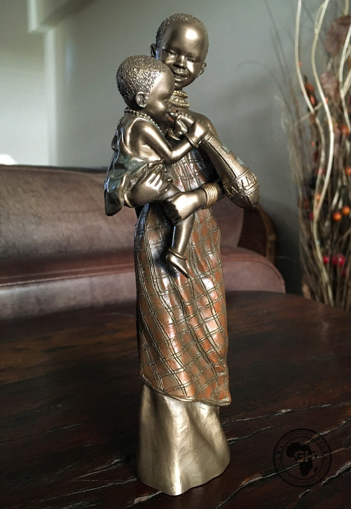 Amwisha African Figurine Bronze Sculpture