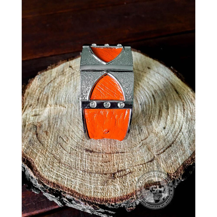 Bangle - Ostrich Leather - Tangerine