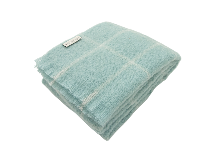 Beautiful Story Mohair Blanket - Duck Egg Check