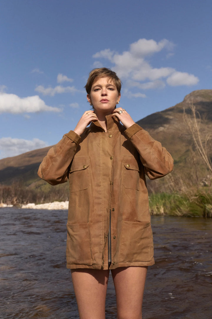 Charlie - Unisex Waxed Canvas Jacket - Brown
