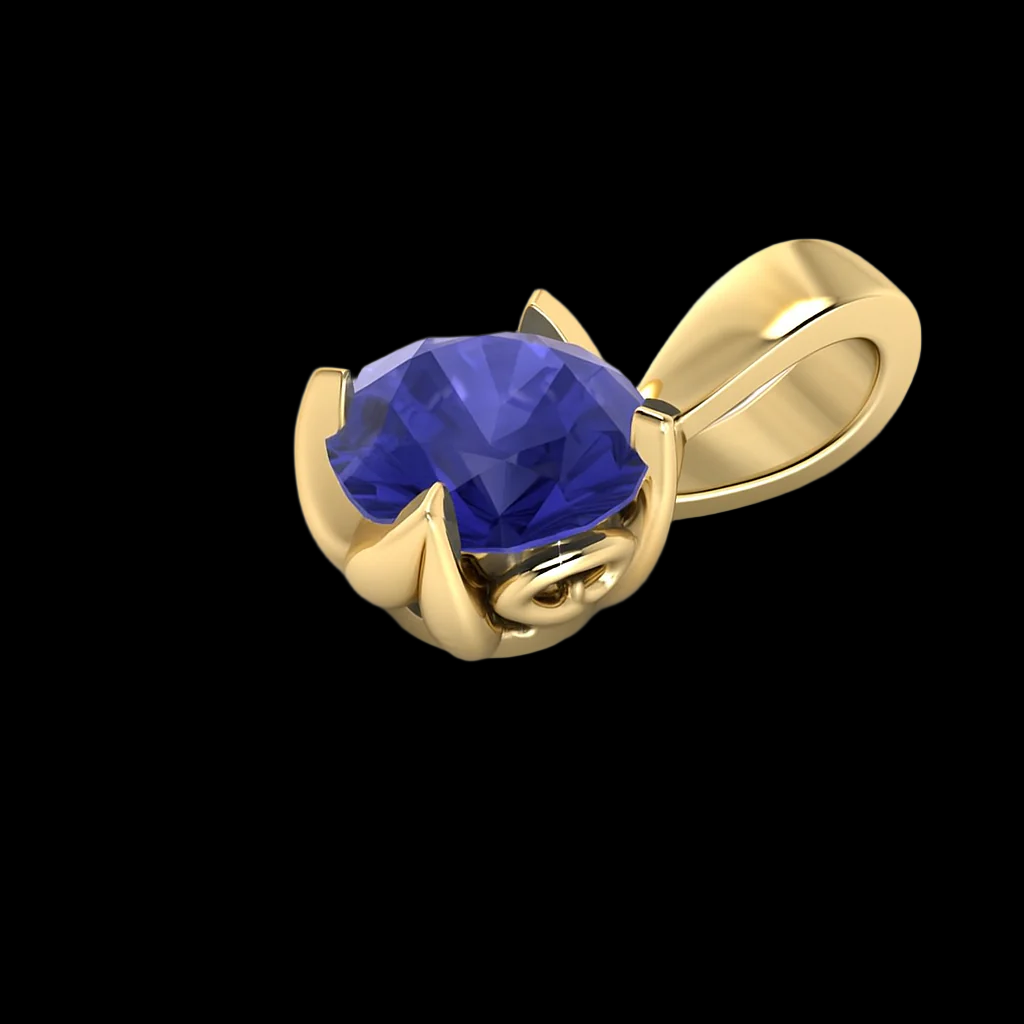 4-Claw Filigree Pendant 9ct Yellow Gold with x 6mm Round