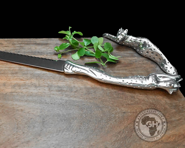 Cheese Board Large &amp; Cheese Serving Utensil Large Set - Cheetah Africa Collection - Diana Carmichael
