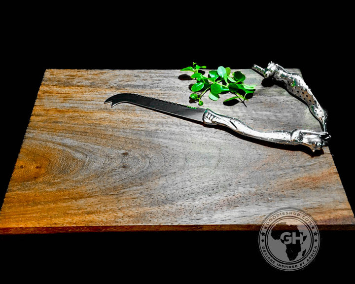 Cheese Board Large &amp; Cheese Serving Utensil Large Set - Cheetah Africa Collection - Diana Carmichael