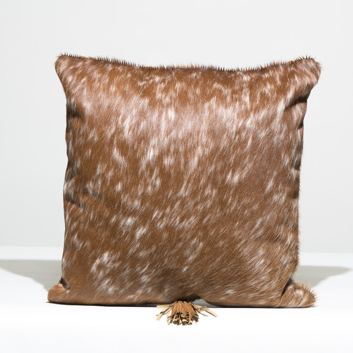 Cowhide Cushion Cover 45 x 45cm with leather back  Tan Speckels (Excluding Inner)