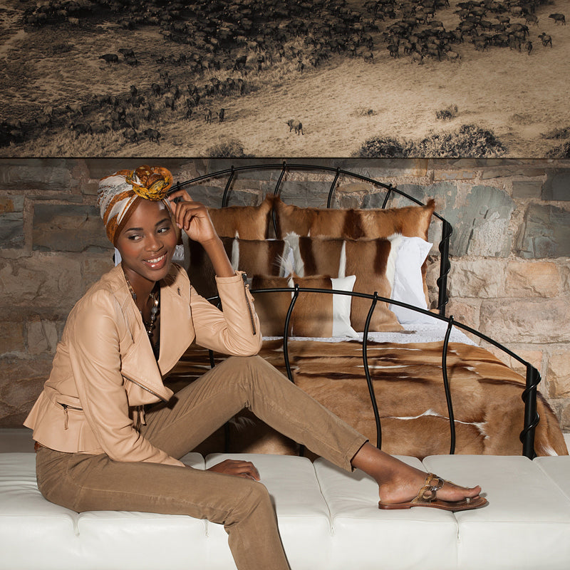 Natural Springbok Cushion Cover 40 x 40cm with Pig suede backing (Excluding Inner)