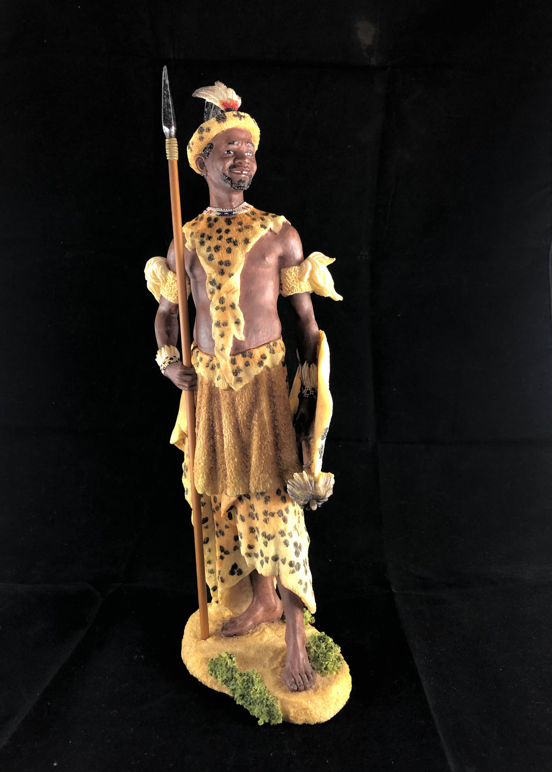 Dingane Zulu Chief African Figurine Bronze Hand Painted Sculpture
