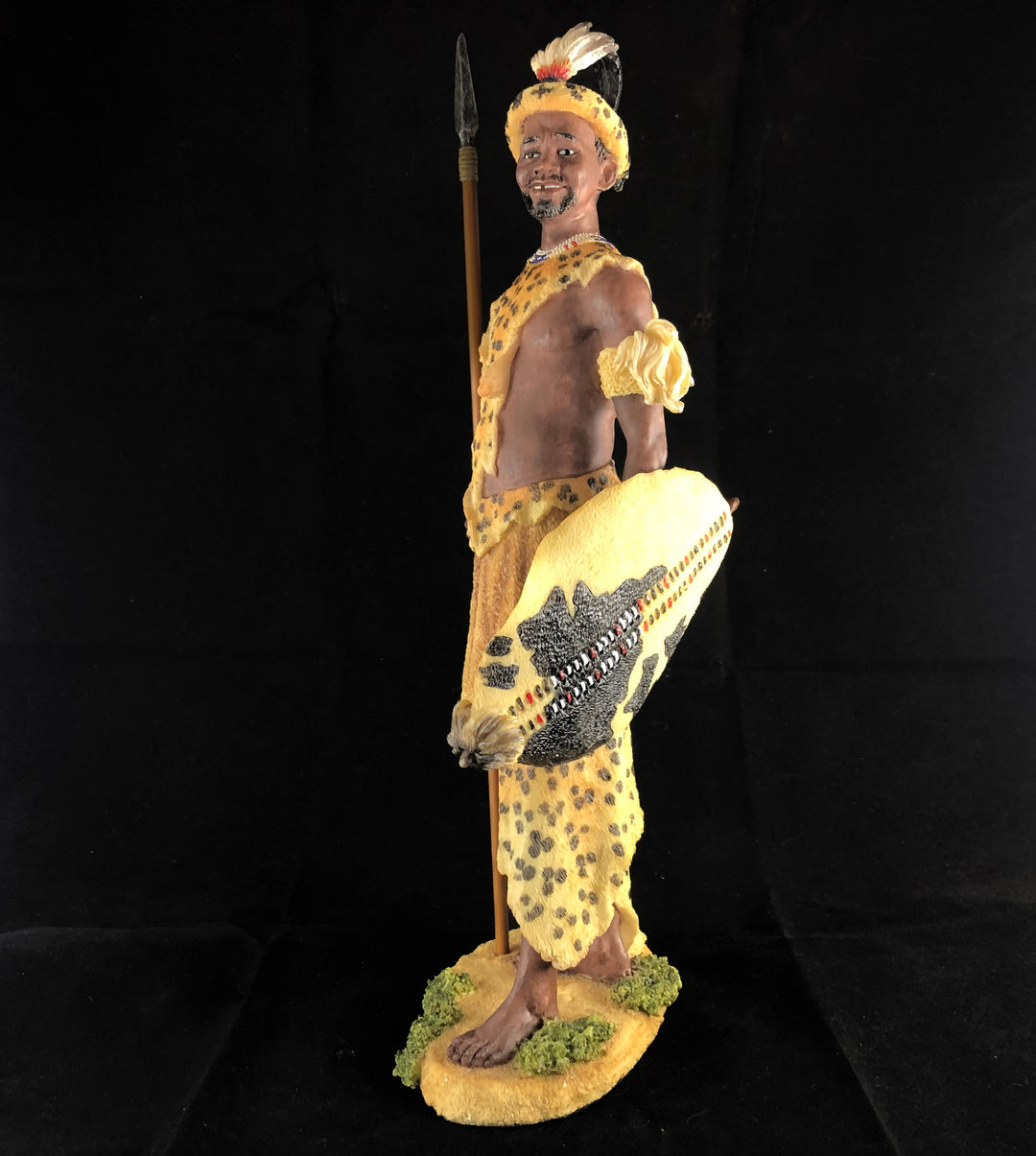Dingane Zulu Chief African Figurine Bronze Hand Painted Sculpture