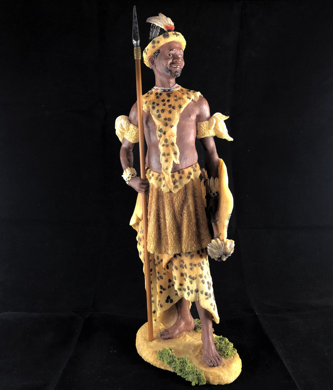 Dingane Zulu Chief African Figurine Bronze Hand Painted Sculpture