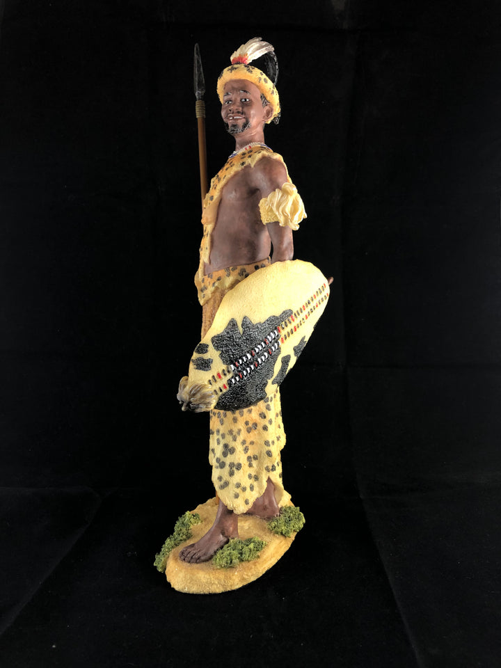 Dingane Zulu Chief African Figurine Bronze Hand Painted Sculpture