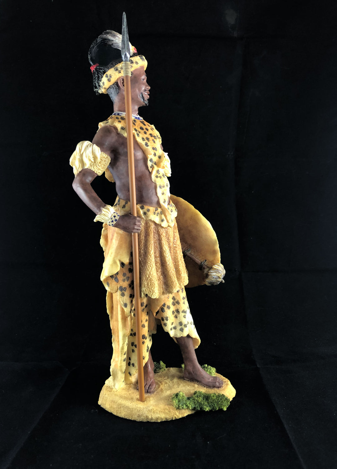 Dingane Zulu Chief African Figurine Bronze Hand Painted Sculpture