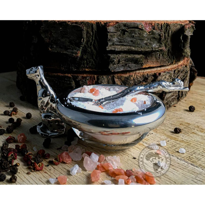 Dish 60mm Single &amp; salt spoon Set - Cheetah Africa Collection - Diana Carmichael