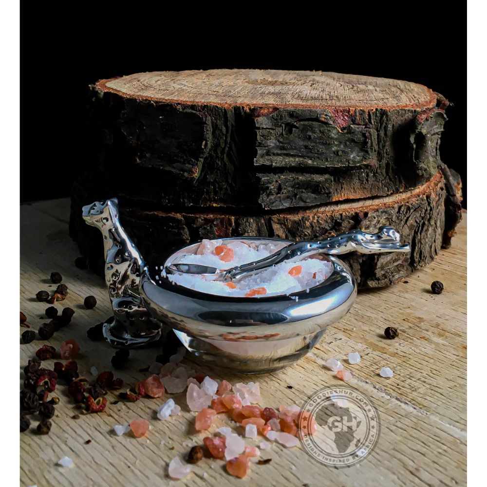 Dish 60mm Single &amp; salt spoon Set - Cheetah Africa Collection - Diana Carmichael
