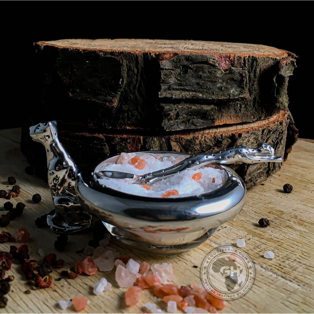 Dish 60mm Single &amp; salt spoon Set - Cheetah Africa Collection - Diana Carmichael