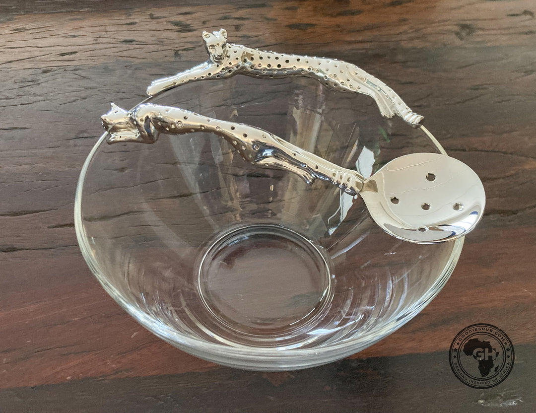 Dish 170mm Lying Cheetah &amp; Olive Spoon Set - Cheetah Africa Collection - Diana Carmichael
