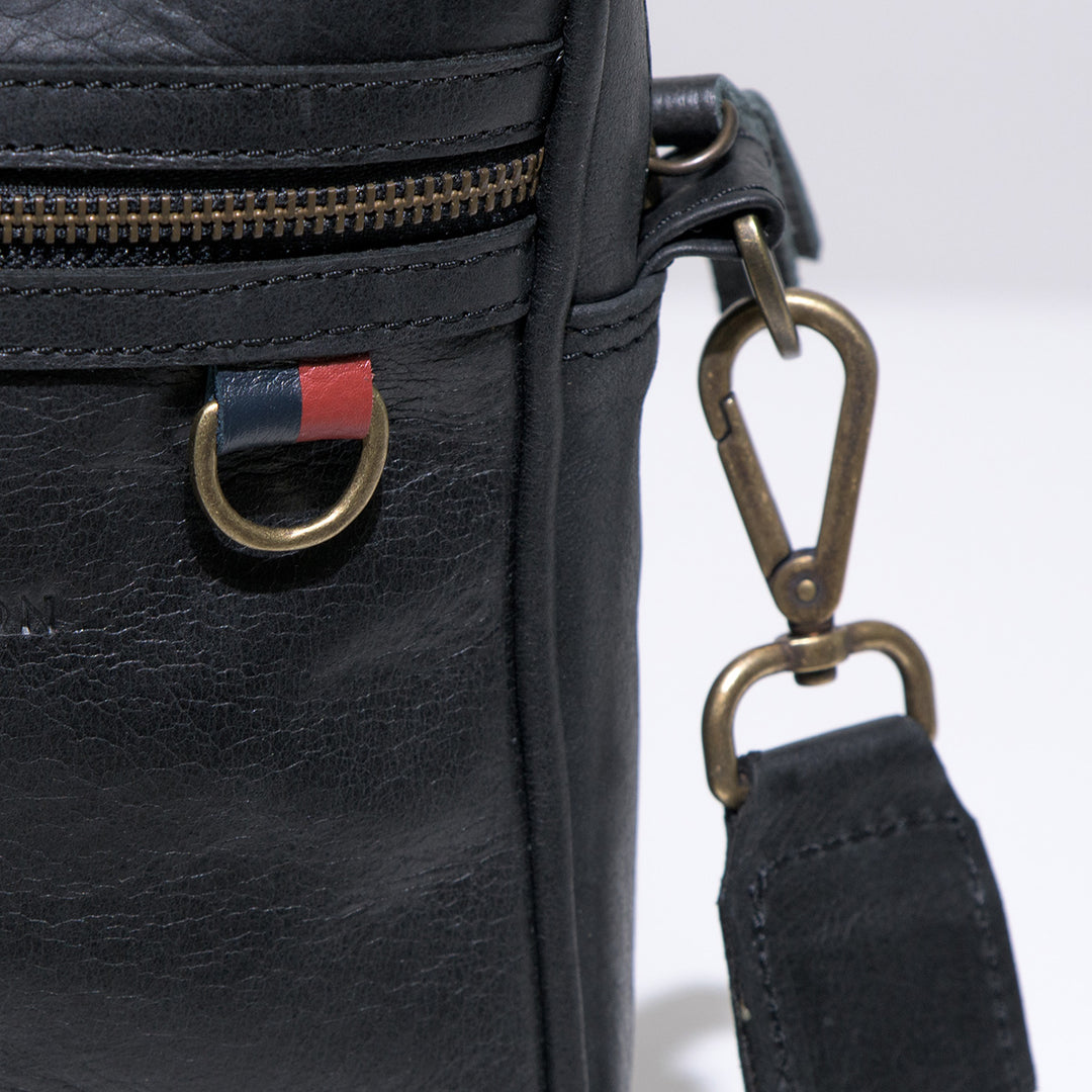 Eduardo Black Leather Bag