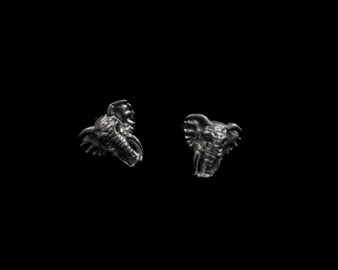 Earrings Silver - Africa Elephant Head and Diamond Eyes