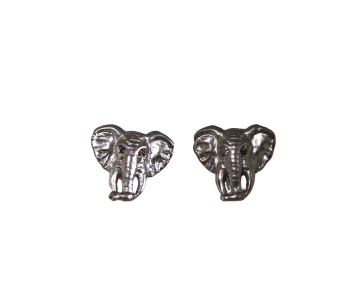 Earrings Silver - Africa Elephant Head and Diamond Eyes