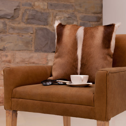 Natural Springbok Cushion Cover 40 x 40cm with Pig suede backing (Excluding Inner)