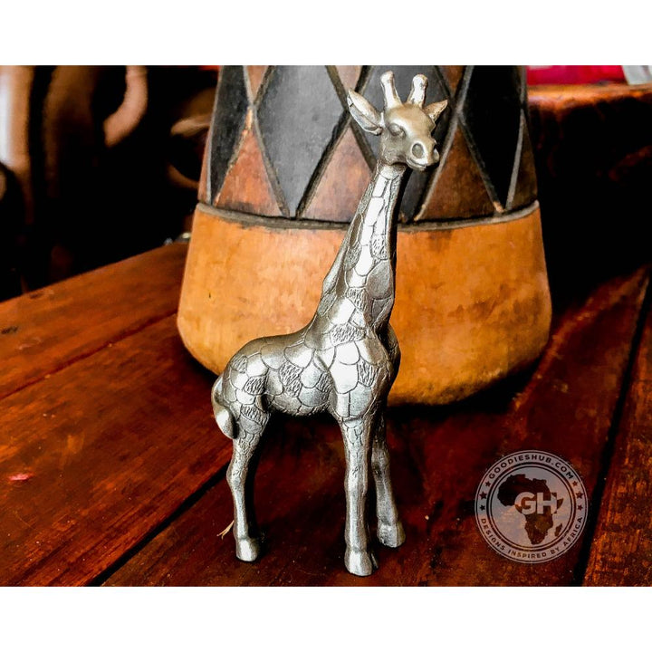 Giraffe Standing Pewter Sculpture