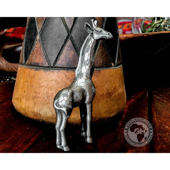 Giraffe Standing Pewter Sculpture
