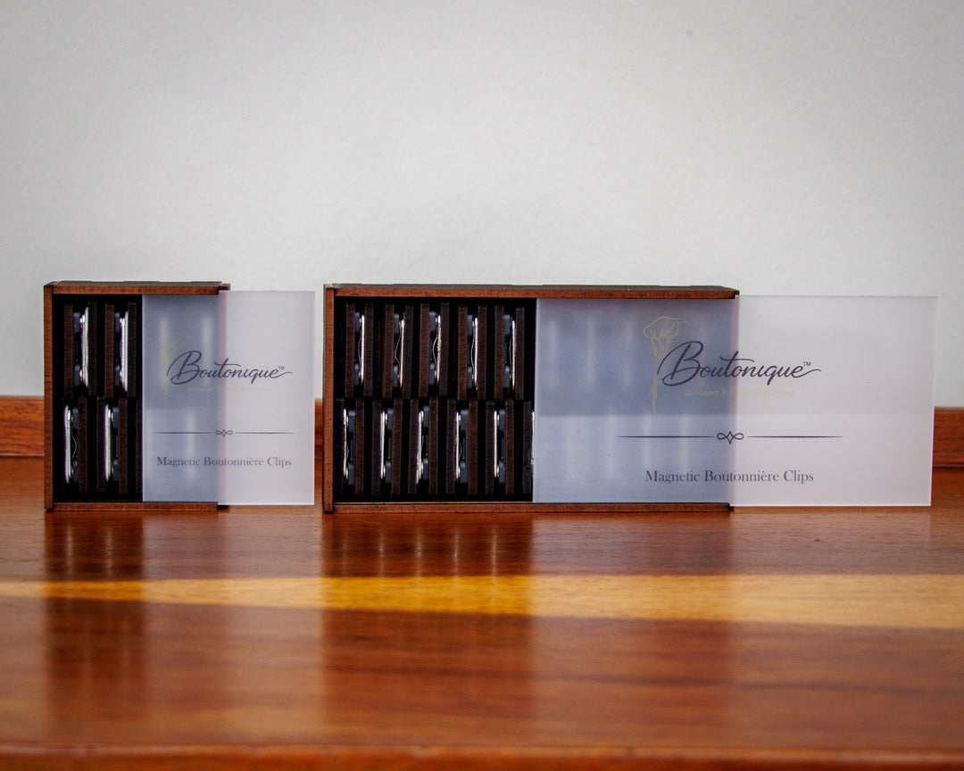 Boutonique - Elegant Floral Fastening Walnut | Premium Wedding Accessory - Small Boutoniques 70mm