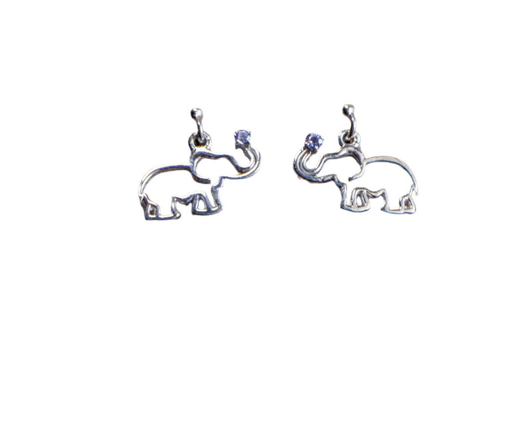 Earrings Silver - Africa Elephant and Tanzanite on Trunk
