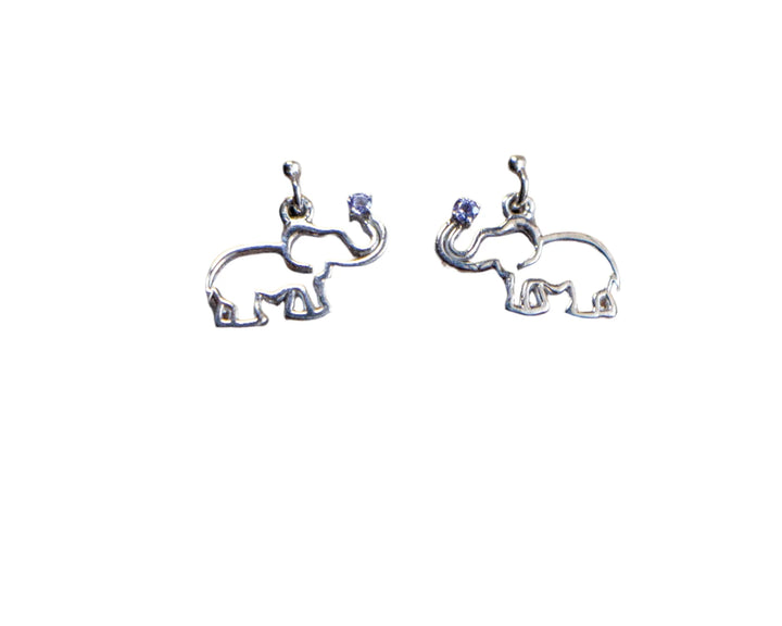 Earrings Silver - Africa Elephant and Tanzanite on Trunk