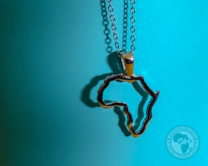 Petite Map of Africa Yellow Gold Outline Pendant &amp; Chain 45cm